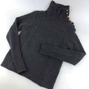 Marc Jacobs Grey Wool Turtleneck/Cowl Neck Cable knit Sweater Size Small